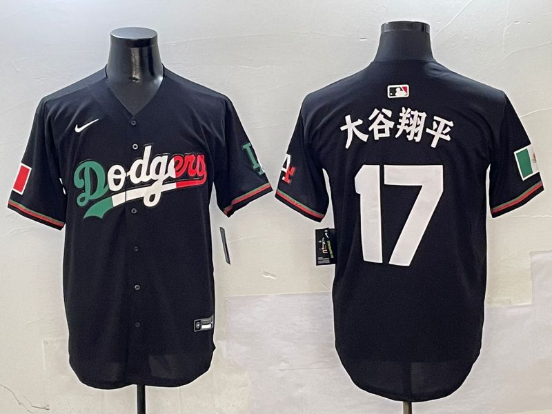 Men Los Angeles Dodgers 17 Ohtani Black Mexico Nike 2025 MLB Jersey style 1